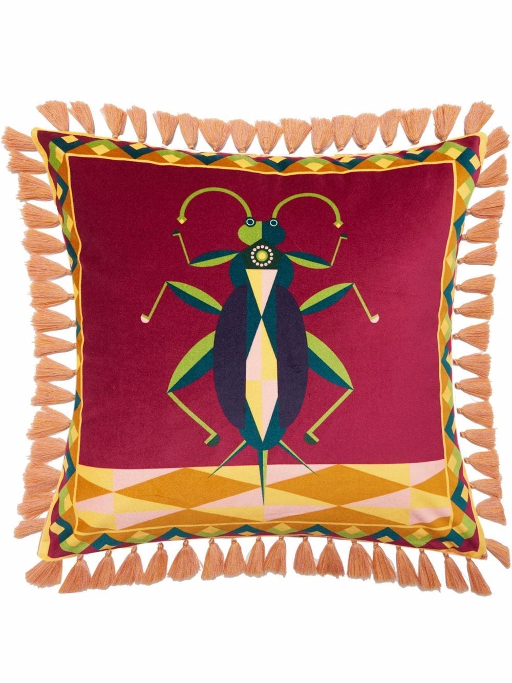 La DoubleJ insect-print velvet cushion - Red von La DoubleJ