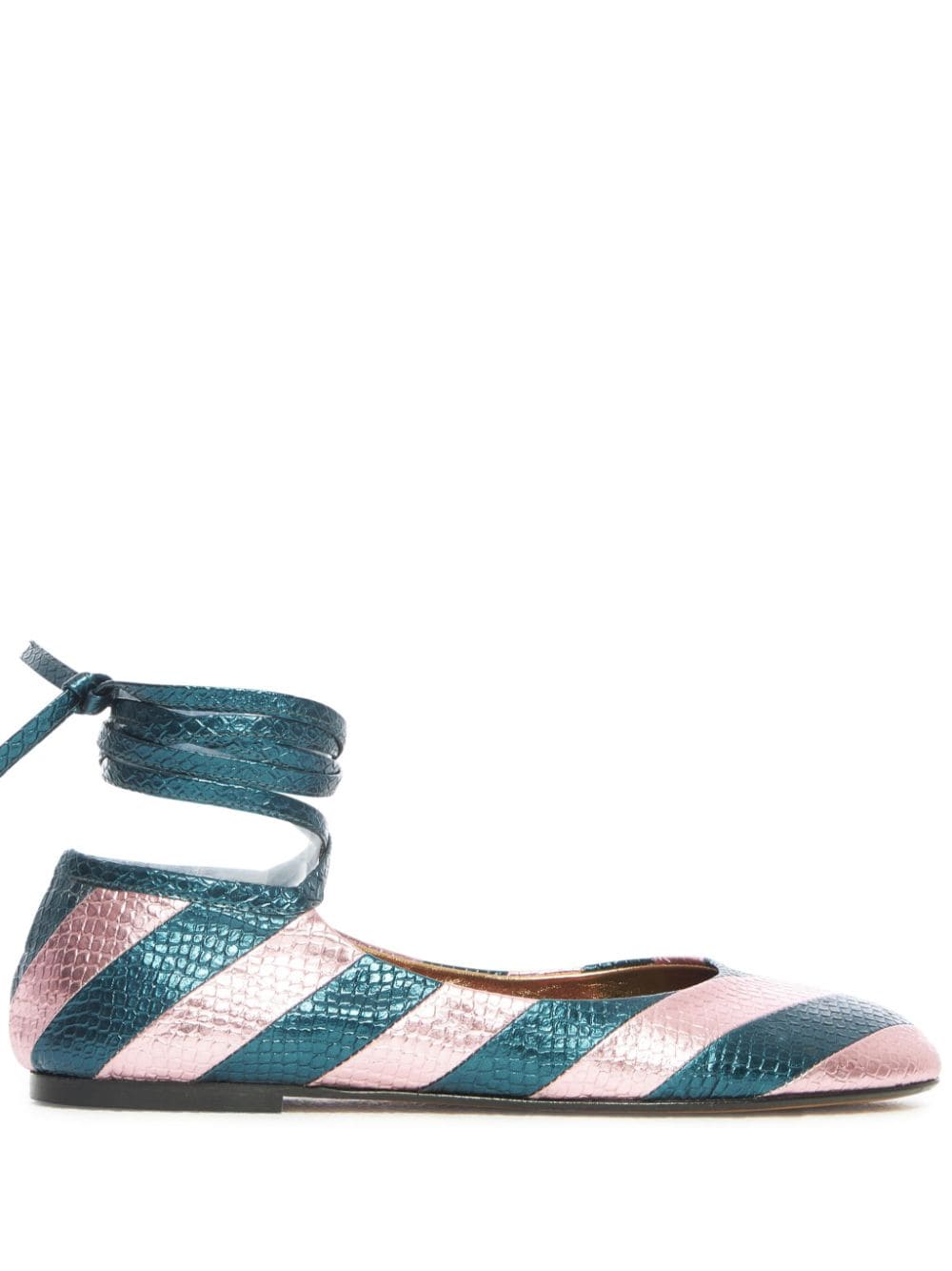 La DoubleJ striped snakeskin-effect ballerina shoes - Blue von La DoubleJ