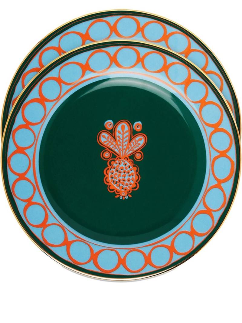 La DoubleJ pineapple-print dessert plates (set of 2) - Orange von La DoubleJ
