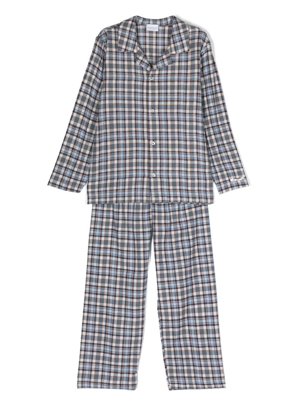 La Perla Kids check-print long-sleeve pyjamas - Blue von La Perla Kids