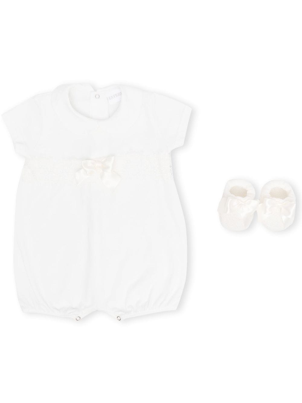 La Perla Kids lace-trim bow babygrow set - White von La Perla Kids