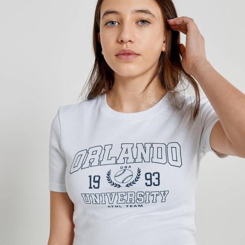 2er-pack Cropped-shirts Mit Campusmotiv Mädchen Blau M von La Redoute Collections