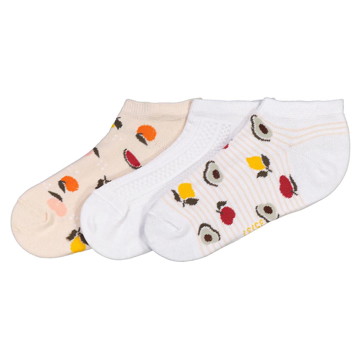 3 Paar Kurzsocken Damen Weiss Bedruckt 35-37 von La Redoute Collections