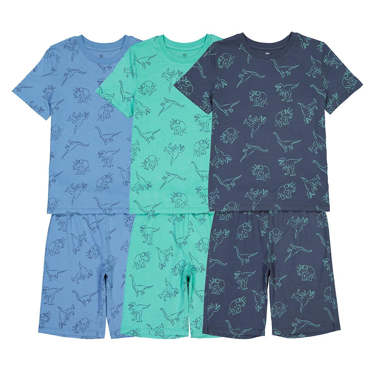 3er-pack Kurzpyjamas Mit Dinos Allover Jungen Blau 134/140 von La Redoute Collections
