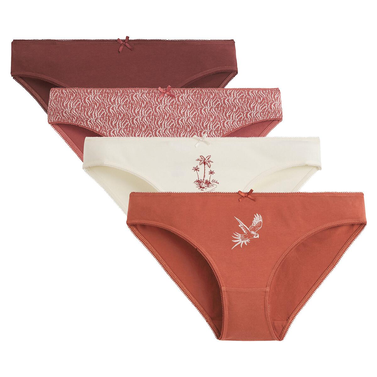 4er-pack Slips Aus Baumwoll-stretch Damen Weiss Bedruckt 46 von La Redoute Collections