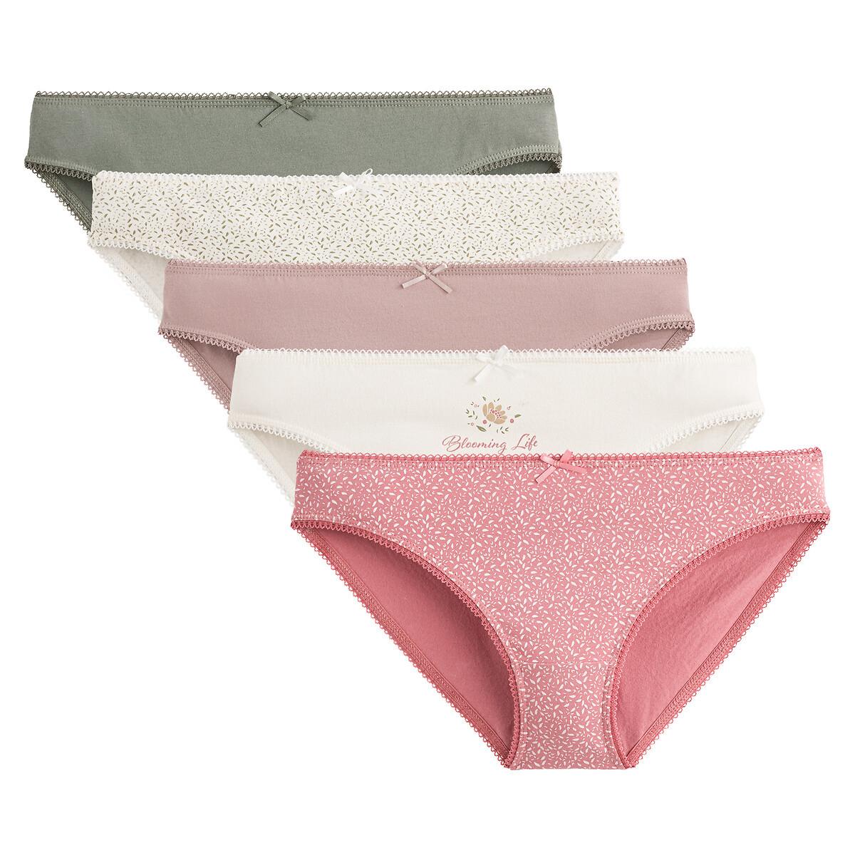 5er-pack Slips Aus Baumwoll-stretch Damen Weiss Bedruckt 33/34 von La Redoute Collections