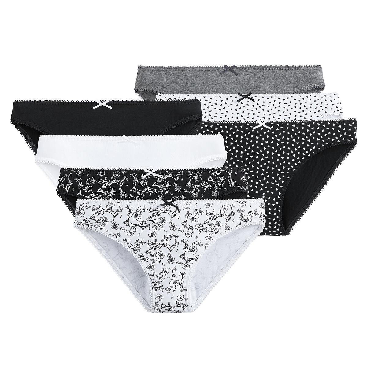 7er-pack Slips Aus Baumwolle Damen Weiss Bedruckt 38 von La Redoute Collections