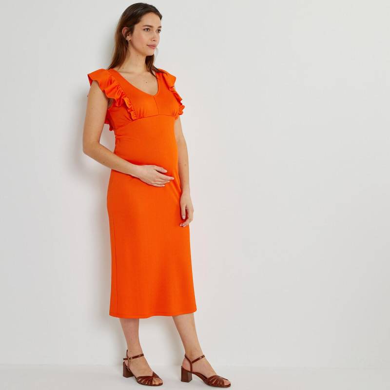 Ärmelloses Jersey-umstandskleid Mit Volants Damen Orange L von La Redoute Collections