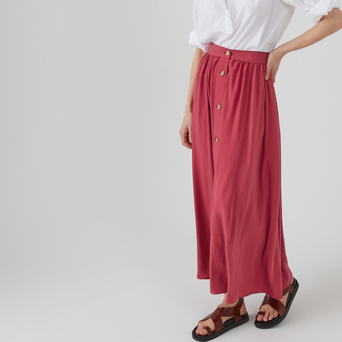 Ausgestellter Maxirock Mit Knöpfen Damen Rot 46 von La Redoute Collections