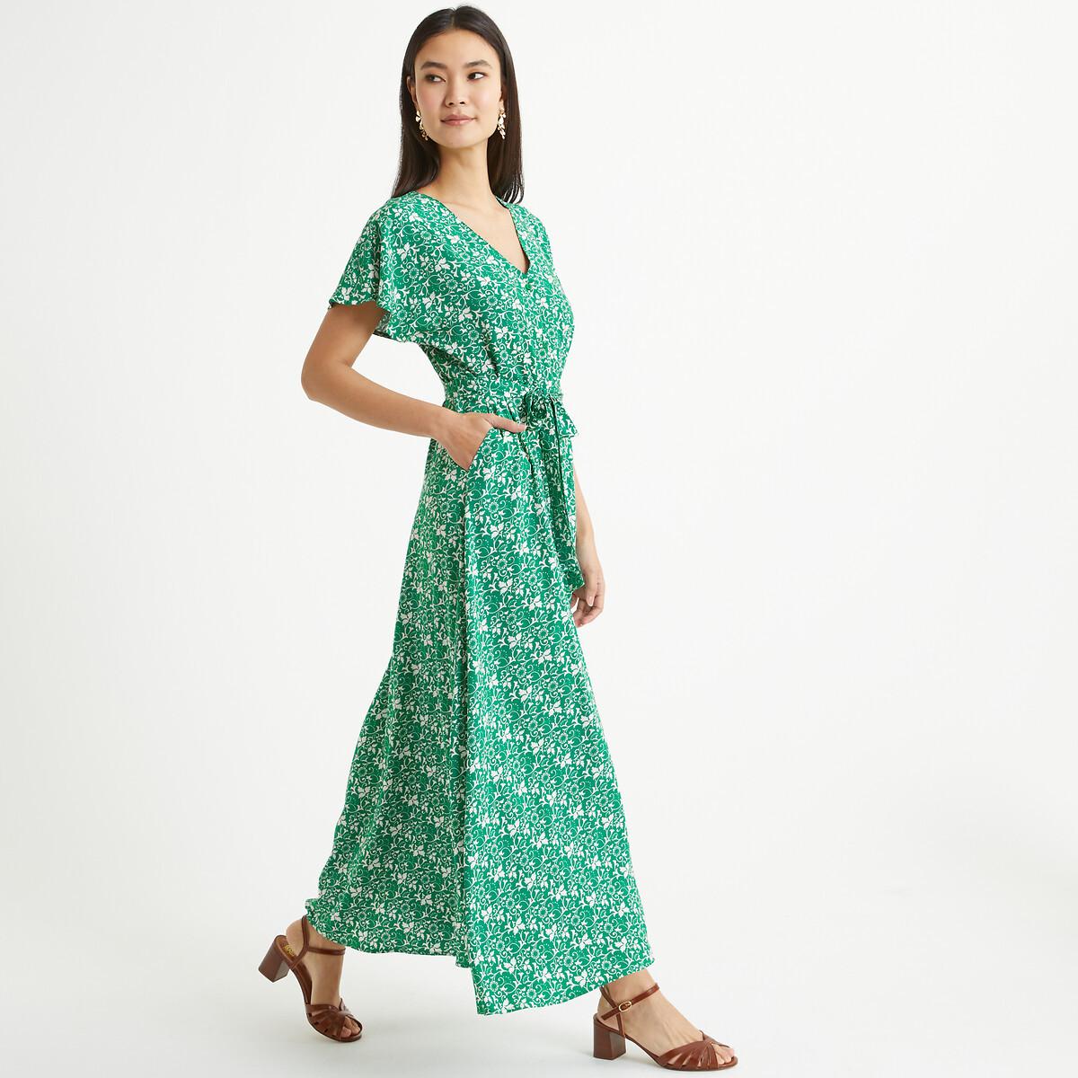 Ausgestelltes Maxikleid Mit Blumenprint Damen Grün 42 von La Redoute Collections