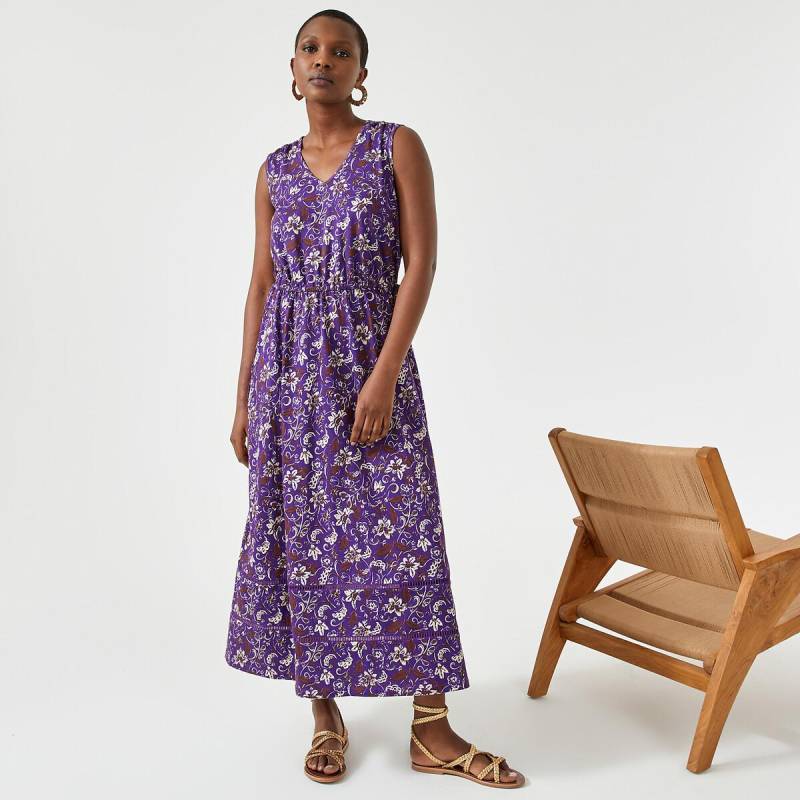 Ausgestelltes Maxikleid Mit Blumenprint Damen Violett 34 von La Redoute Collections