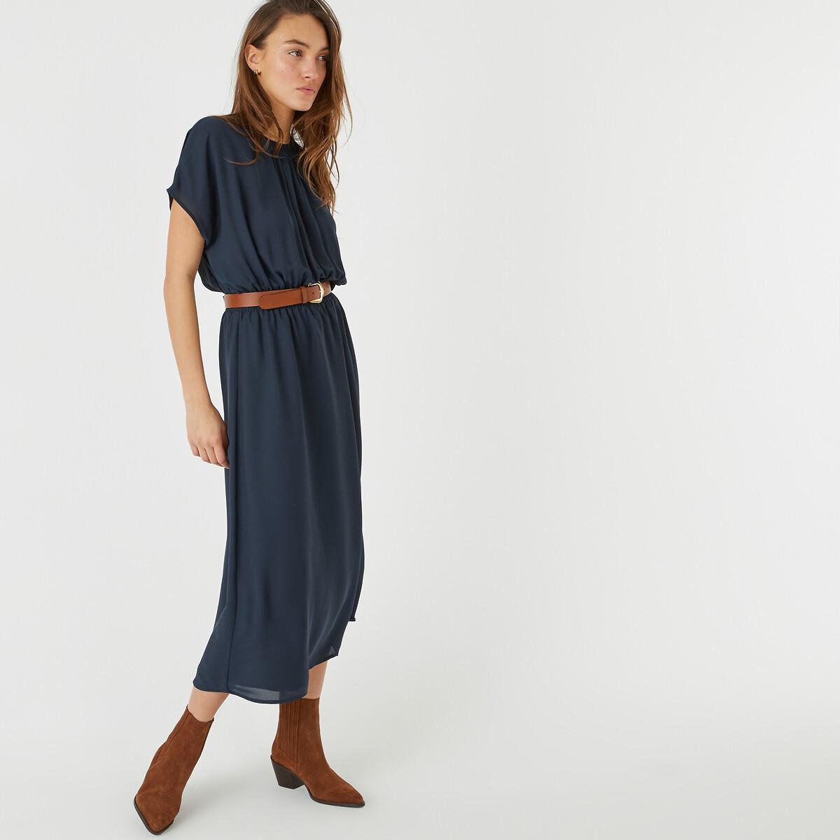 Ausgestelltes Maxikleid Mit Gesmokter Taille Damen Blau 32 von La Redoute Collections