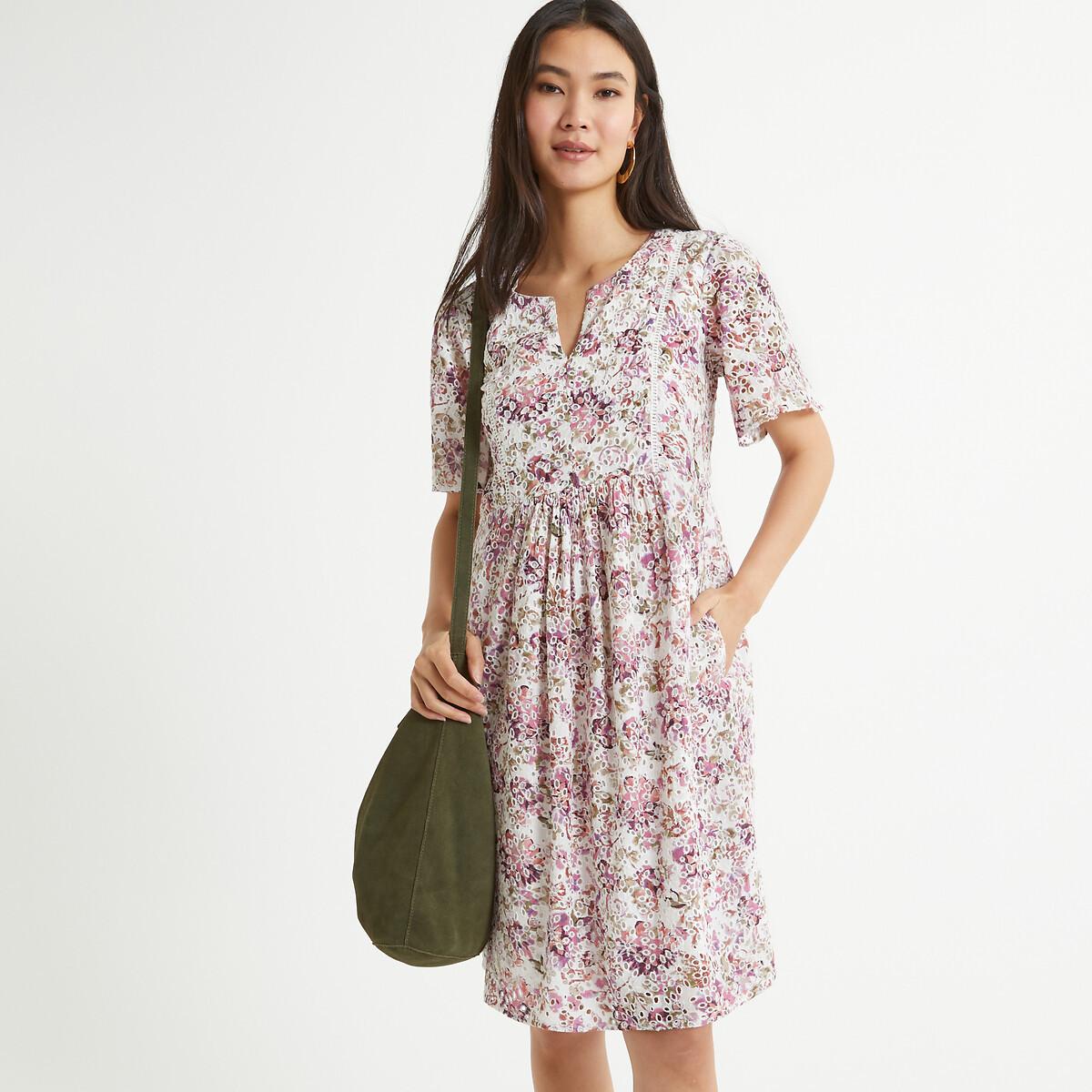 Ausgestelltes Midi-kleid Mit Blumenmuster Damen Braun 40 von La Redoute Collections