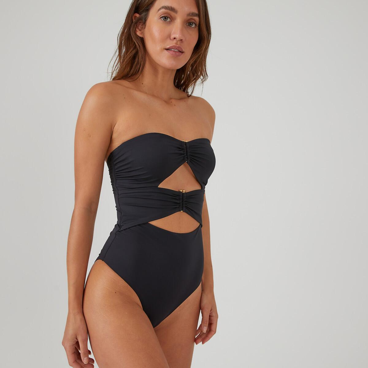 Badeanzug In Bustier-form Mit Cut-outs Vorne Damen Schwarz 36 von La Redoute Collections