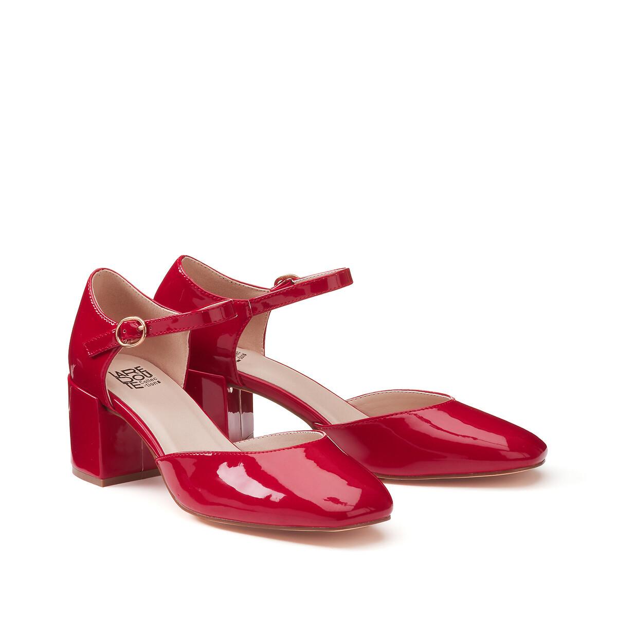 Ballerinas Mit Riemchen Und Blockabsatz Damen Rot 41 von La Redoute Collections