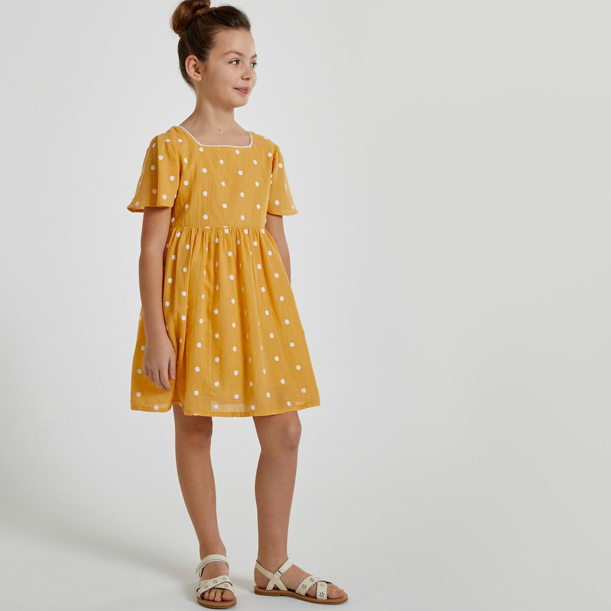 Besticktes Minikleid Mit Tupfen Mädchen Gelb 12A von La Redoute Collections