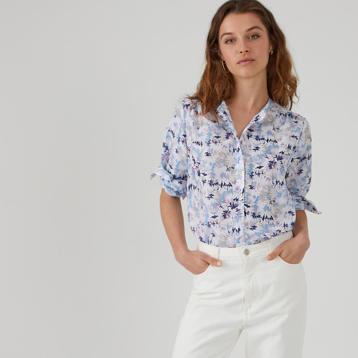 Bluse Mit Stehkragen Und Langen Ärmeln Damen Blau 34 von La Redoute Collections