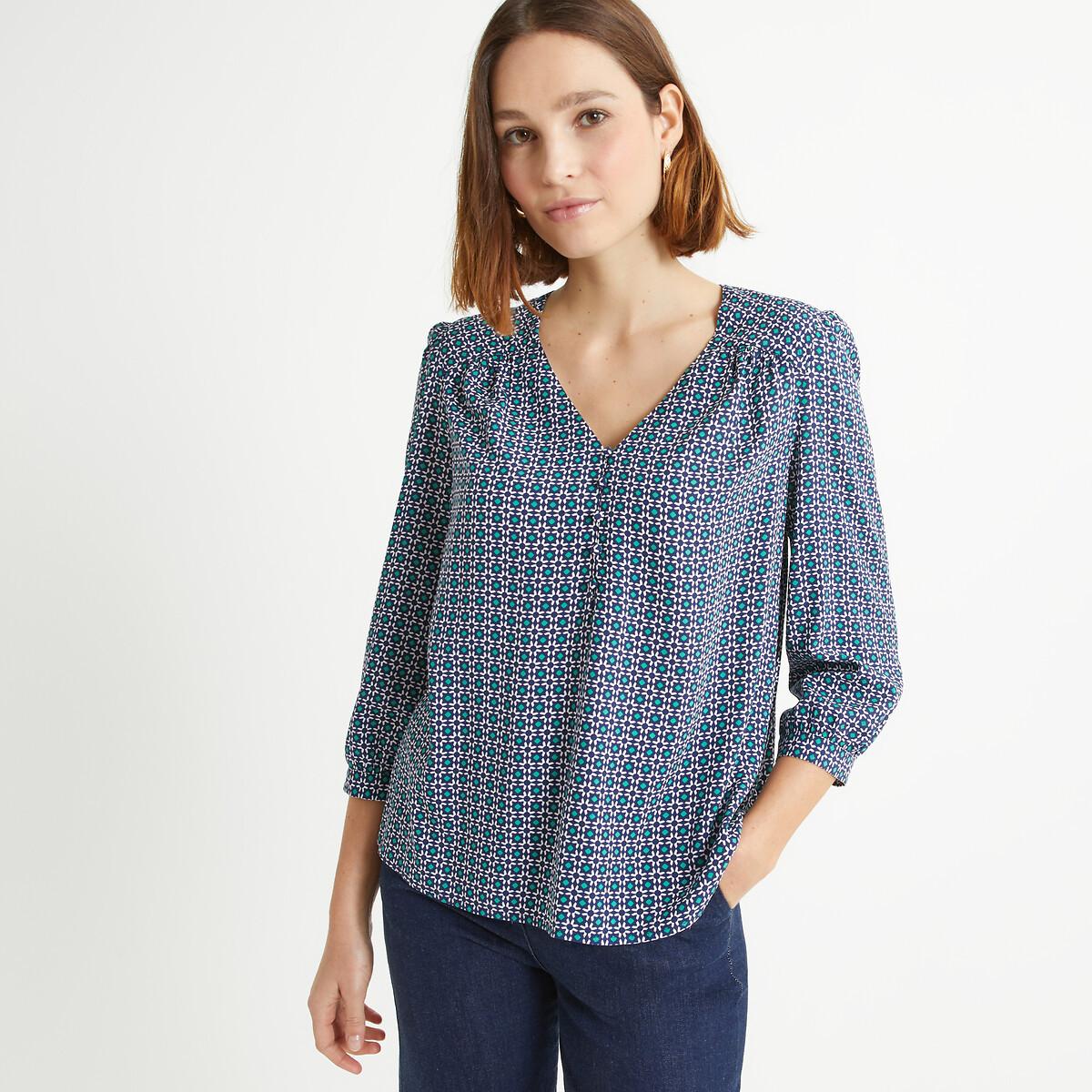 Bluse Mit V-ausschnitt Damen Blau 34 von La Redoute Collections