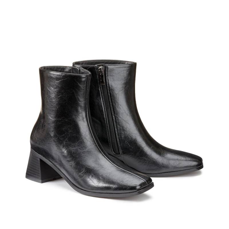 Boots Mit Eckiger Kappe Und Blockabsatz Damen Schwarz 36 von La Redoute Collections