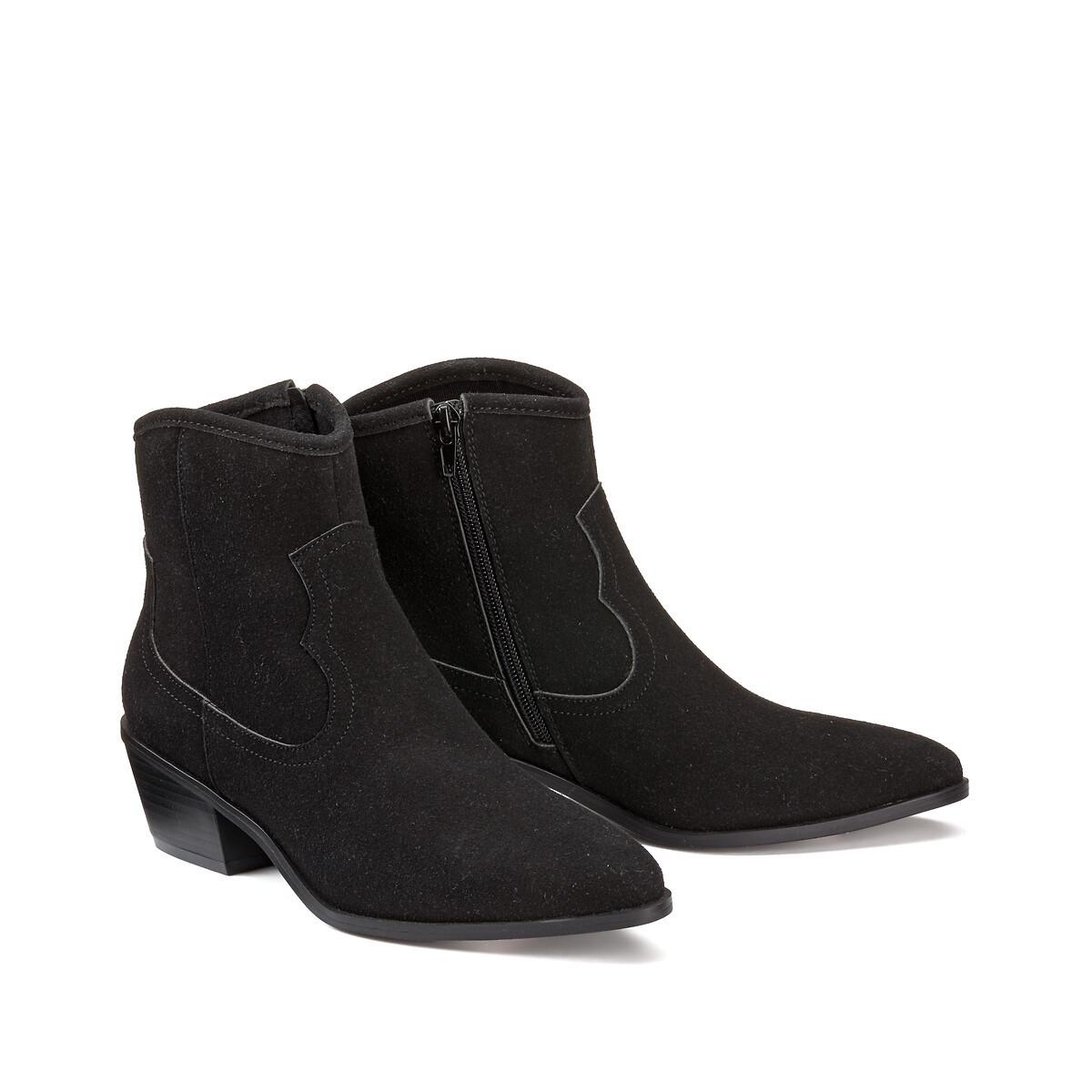 Western-boots Aus Veloursleder Damen Schwarz 39 von La Redoute Collections