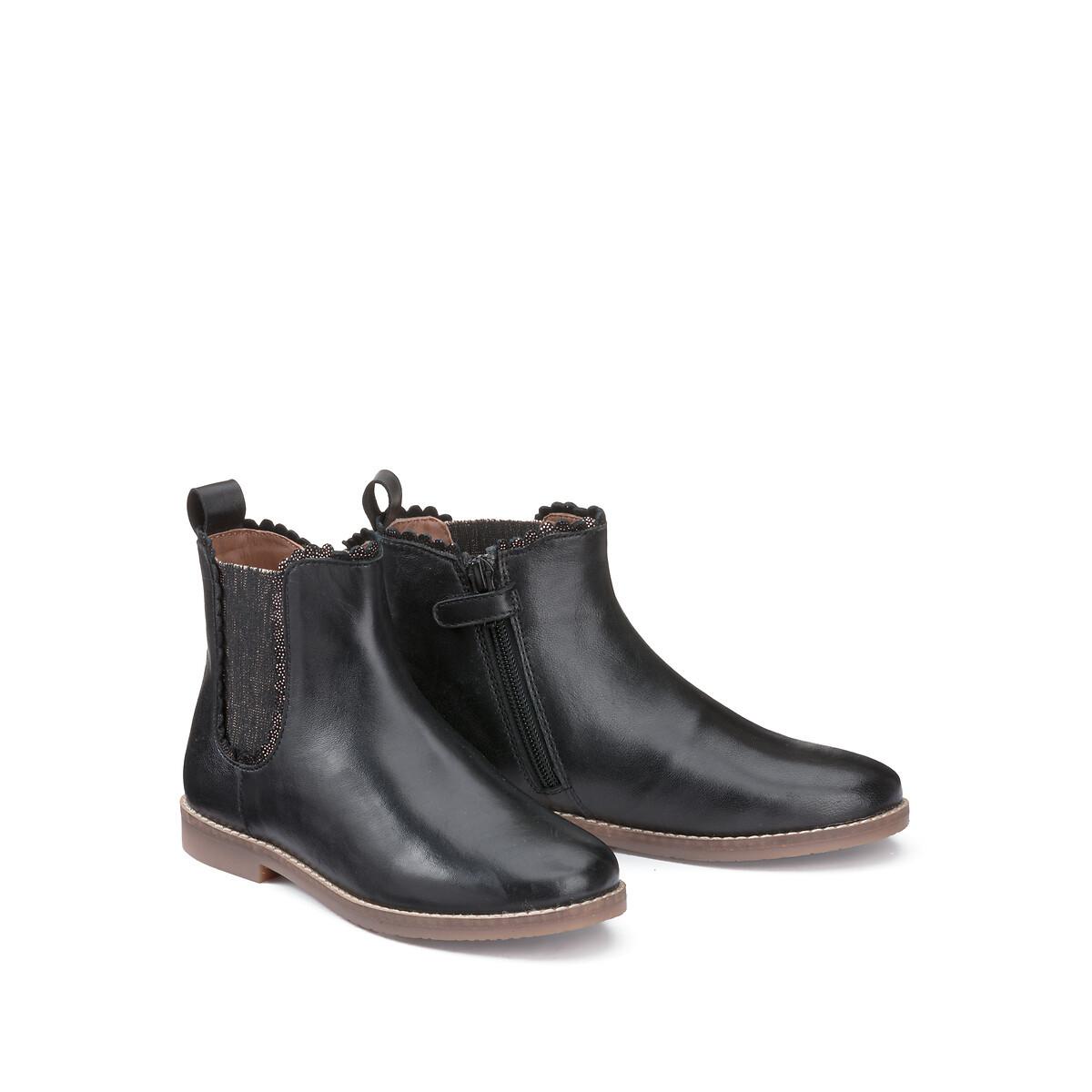 Chelsea-boots Aus Leder Damen Schwarz 33 von La Redoute Collections