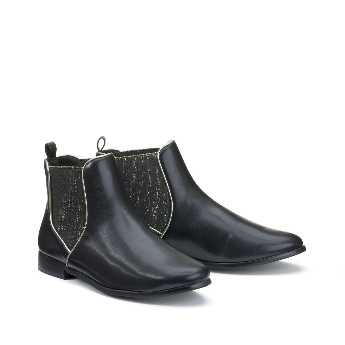 Chelsea-boots Mit Goldfarbenem Dehneinsatz Damen Schwarz 36 von La Redoute Collections