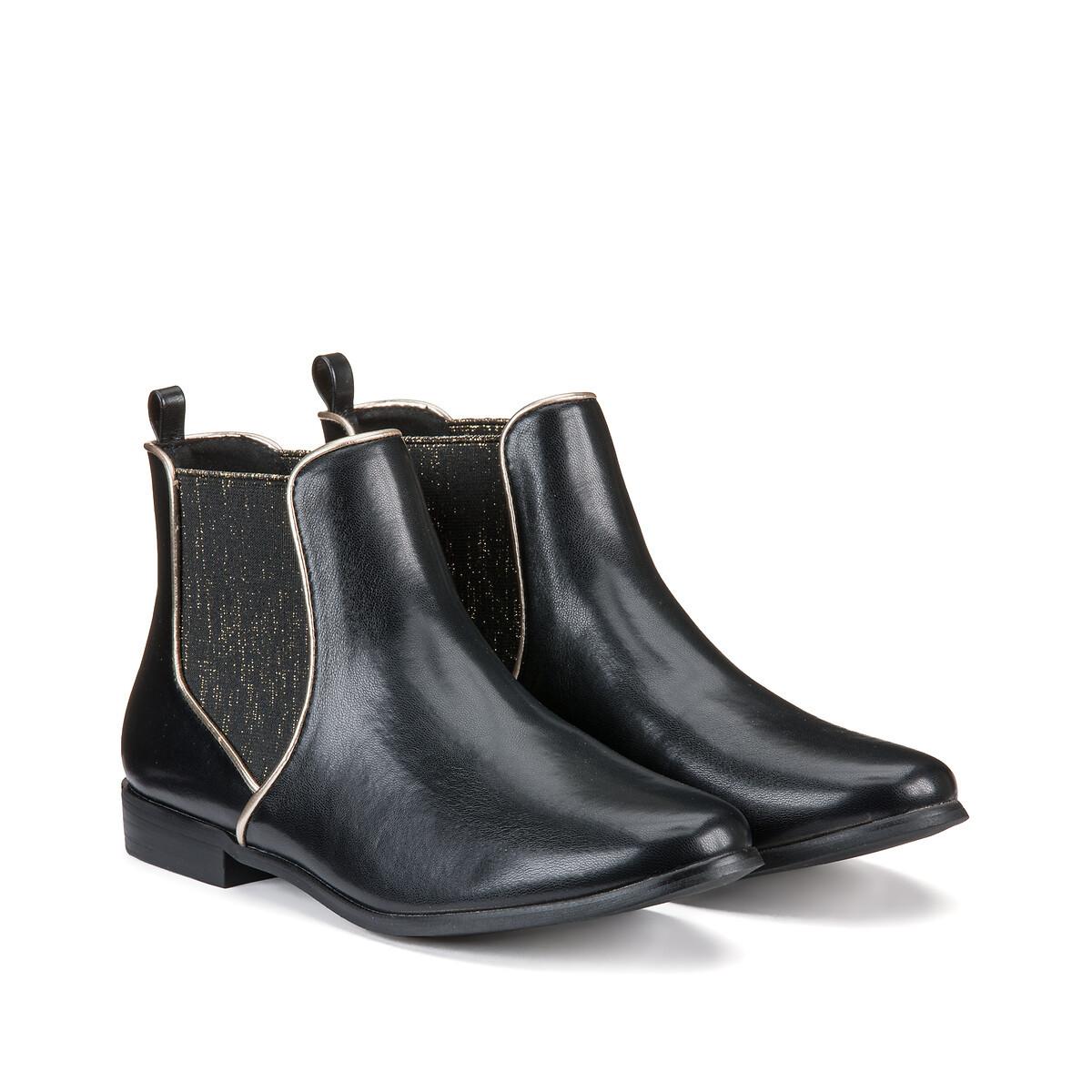 Chelsea-boots Mit Goldfarbenem Detail Damen Schwarz 43 von La Redoute Collections