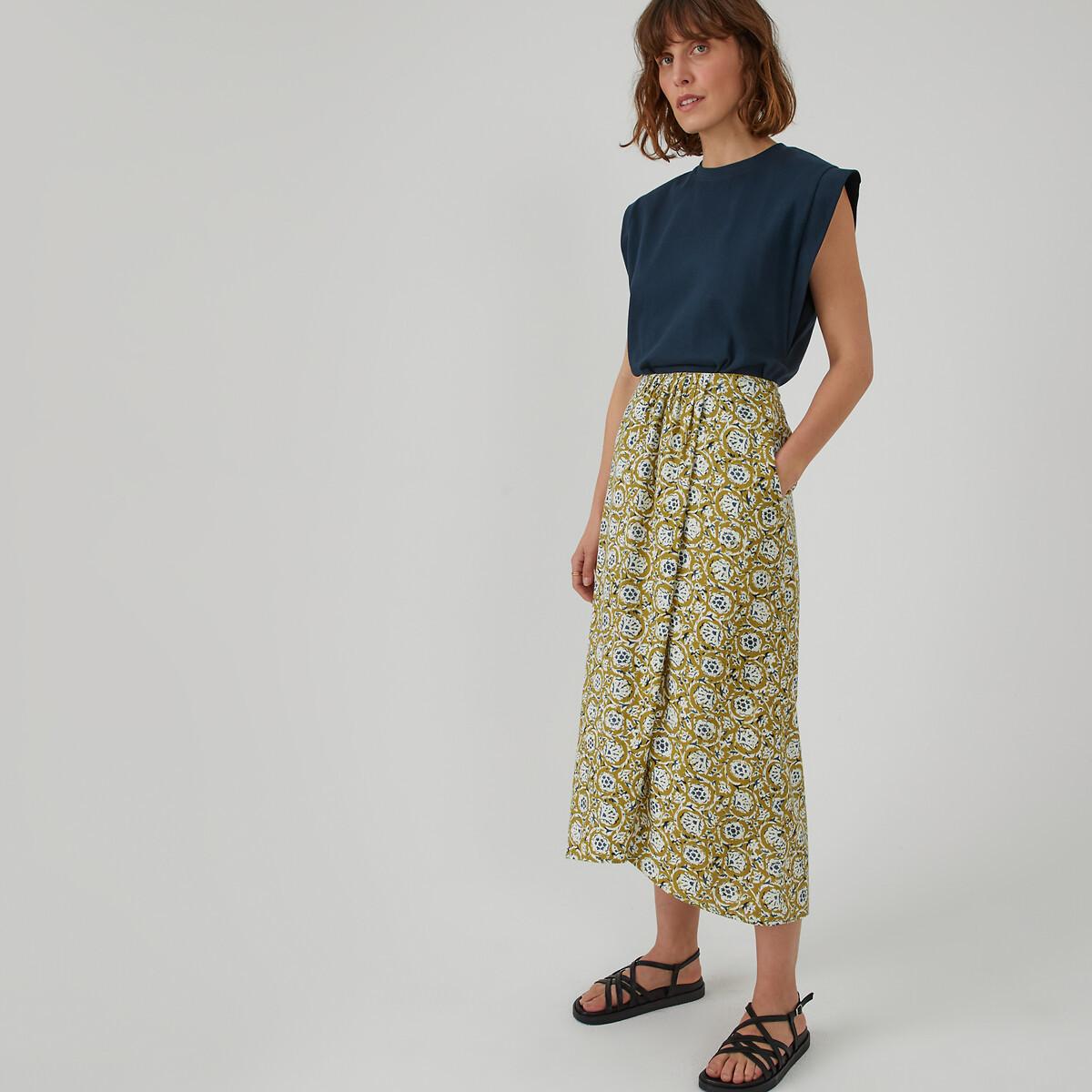 Drapierter Maxi-rock Mit Blumenprint Damen Grün 44 von La Redoute Collections