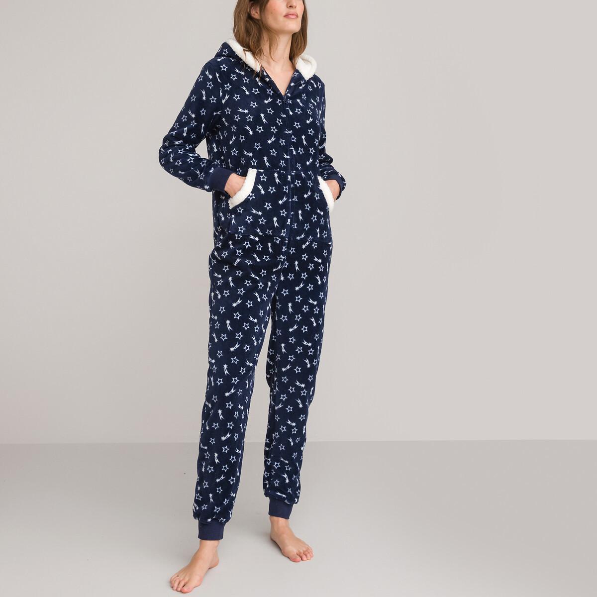 Fleece-onesie Mit Sternenprint Damen Blau 42 von La Redoute Collections