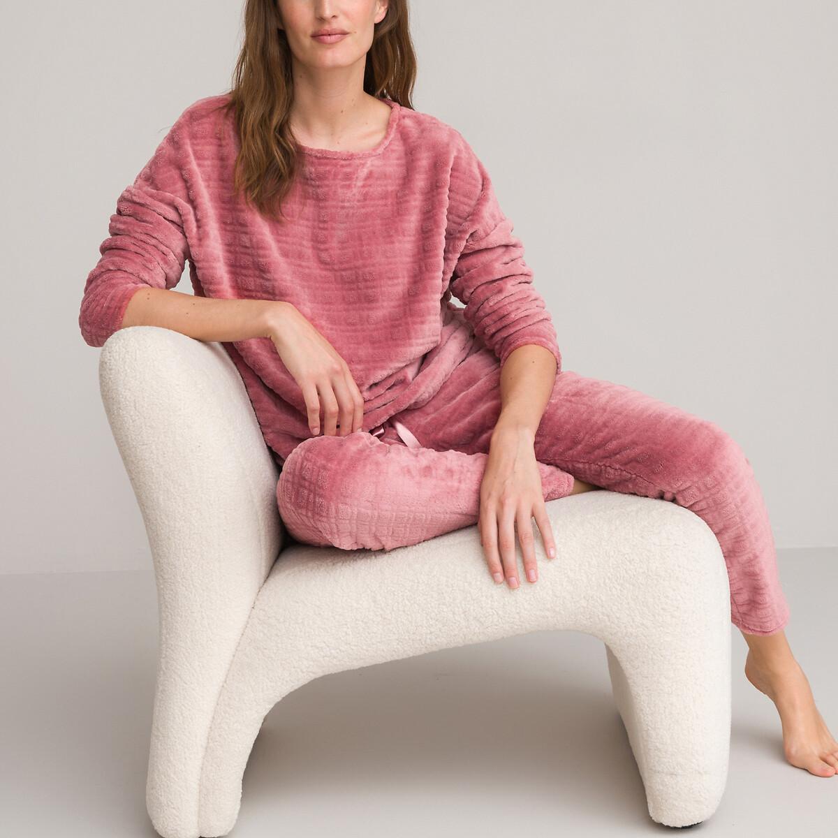 Fleece-pyjama Mit Langen Ärmeln Damen Rosa 38 von La Redoute Collections