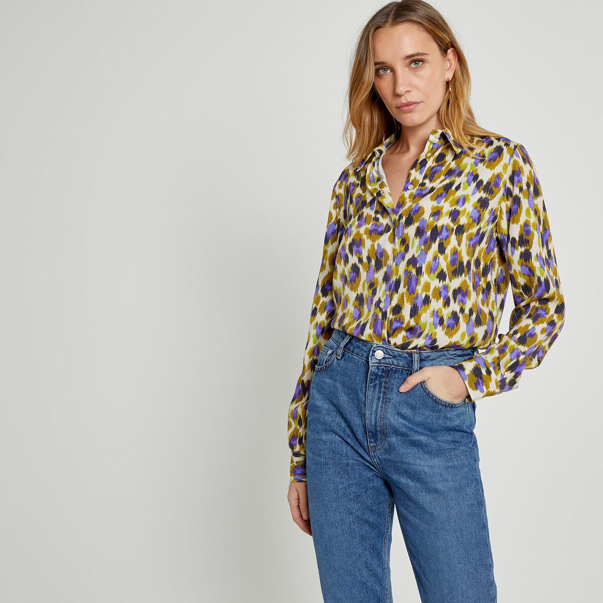 Fliessende Bluse Mit Animal-print Damen Braun 38 von La Redoute Collections