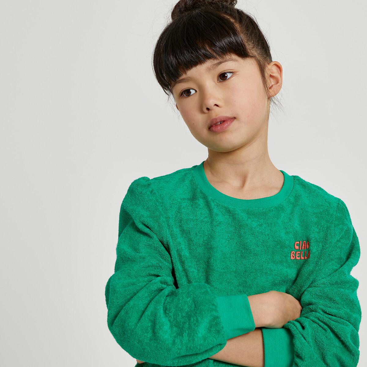 Frottee-sweatshirt Mit Rundhals Mädchen Grün 114 von La Redoute Collections