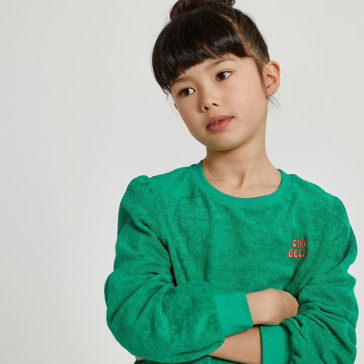 Frottee-sweatshirt Mit Rundhals Mädchen Grün 134/140 von La Redoute Collections