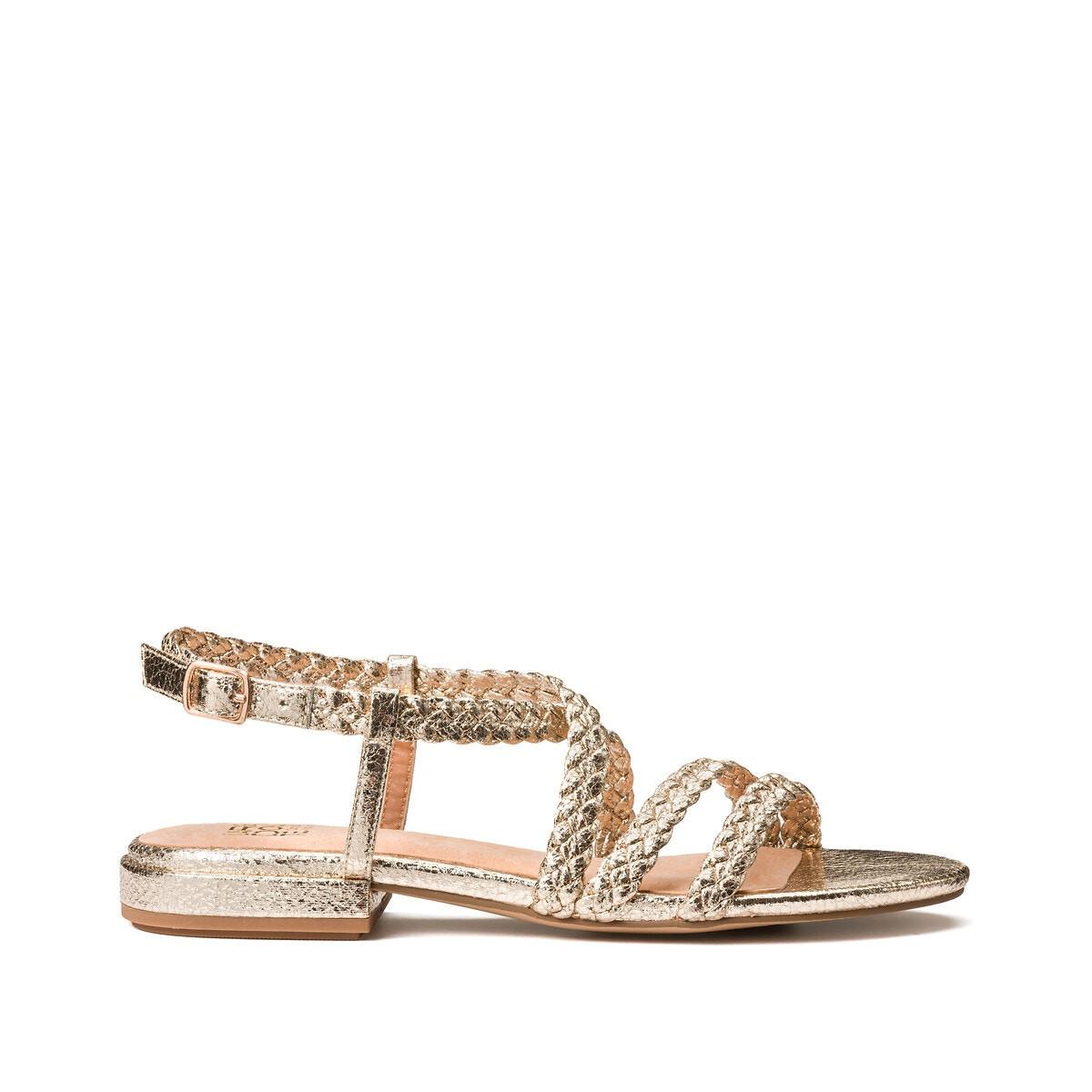 Geflochtene Sandalen Damen Gold 37 von La Redoute Collections