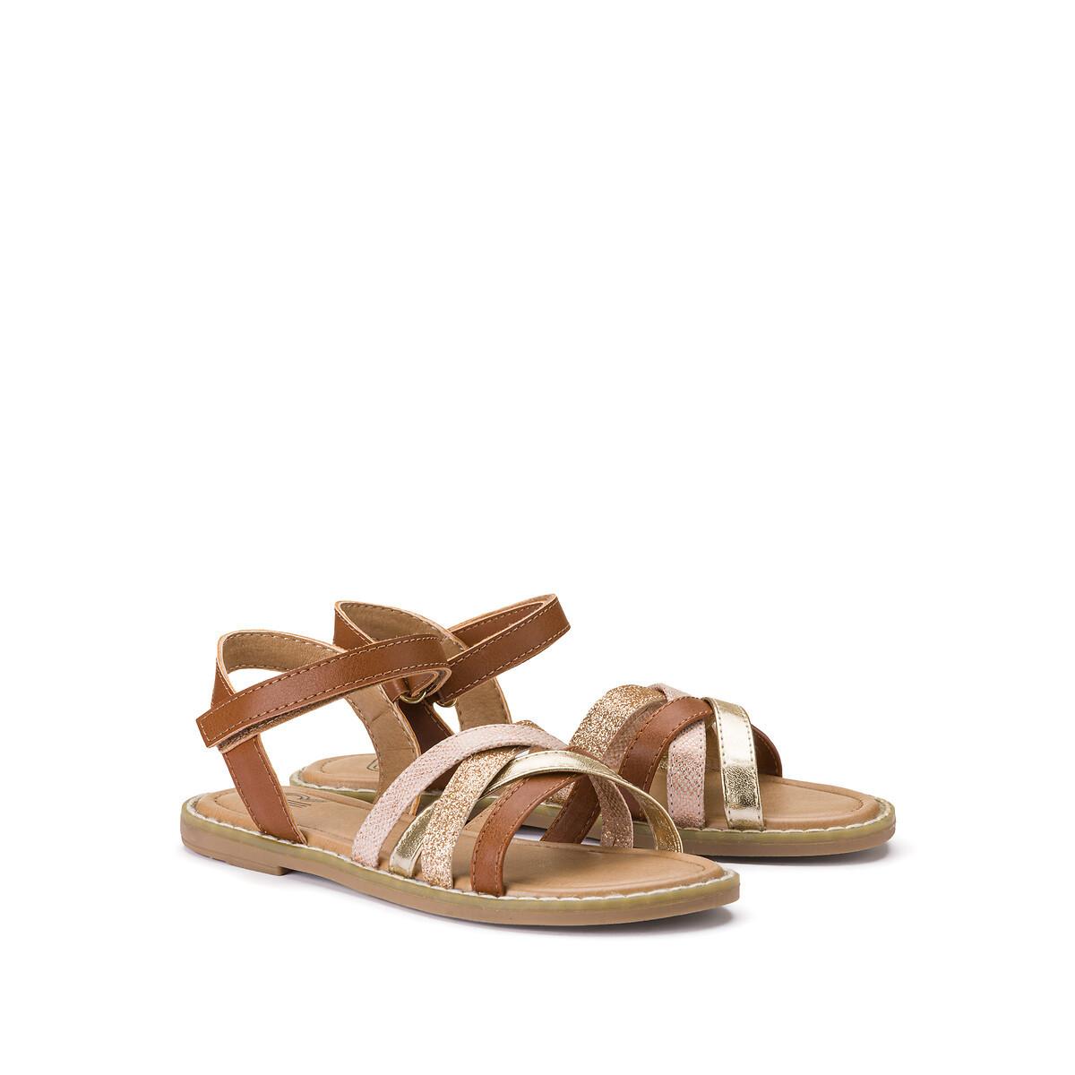 Geflochtene Sandalen Mit Klettverschluss Damen Braun 26 von La Redoute Collections