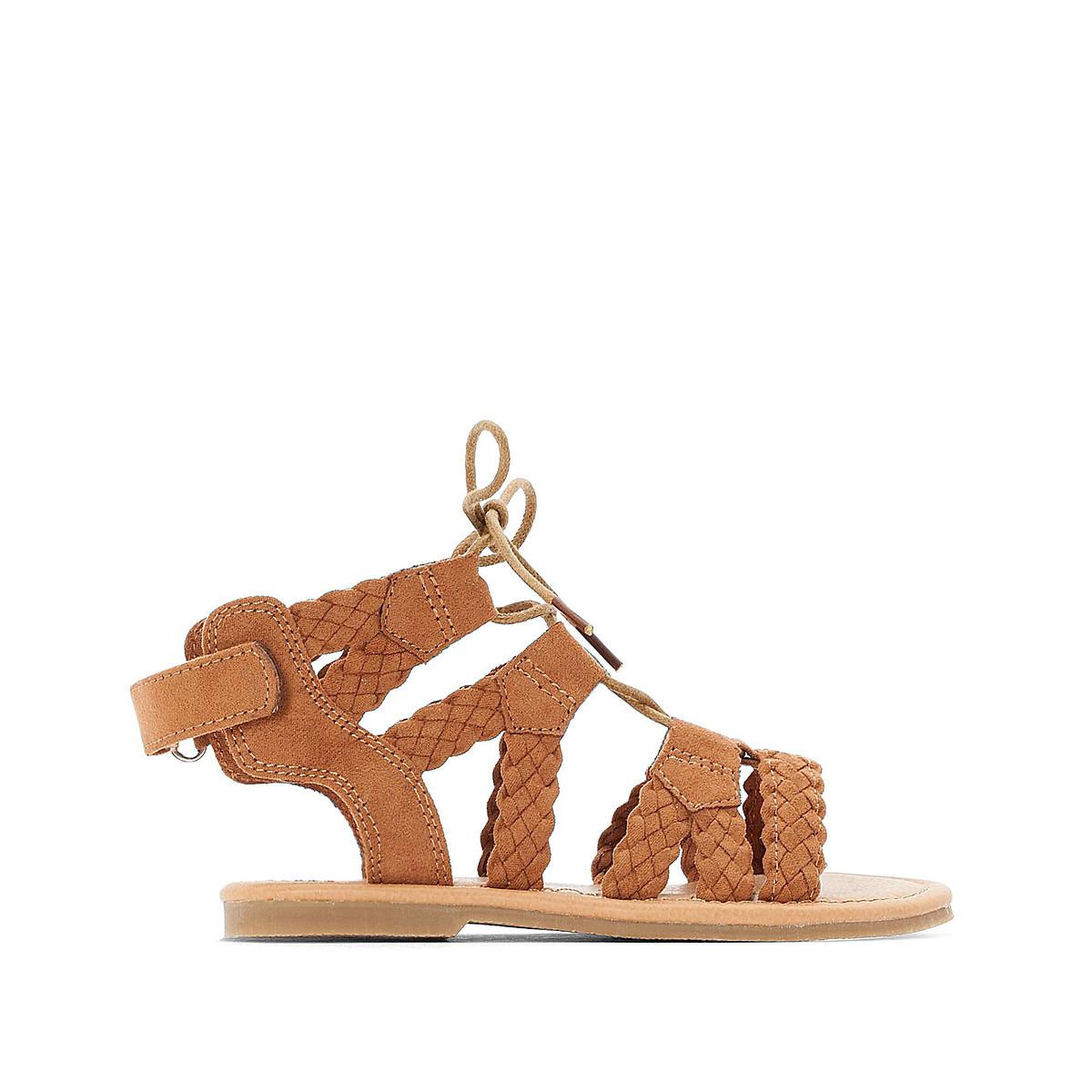 Geflochtene Sandalen Mit Schnürung Damen Braun 28 von La Redoute Collections