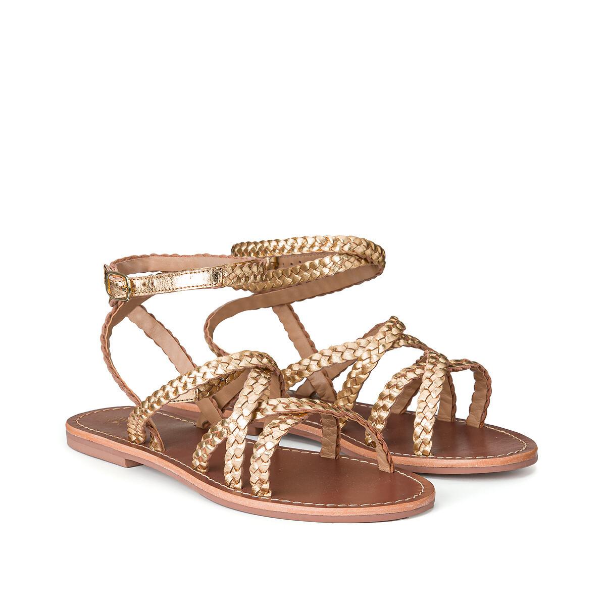 Geflochtene Sandalen Signature Aus Leder Damen Gold 40 von La Redoute Collections