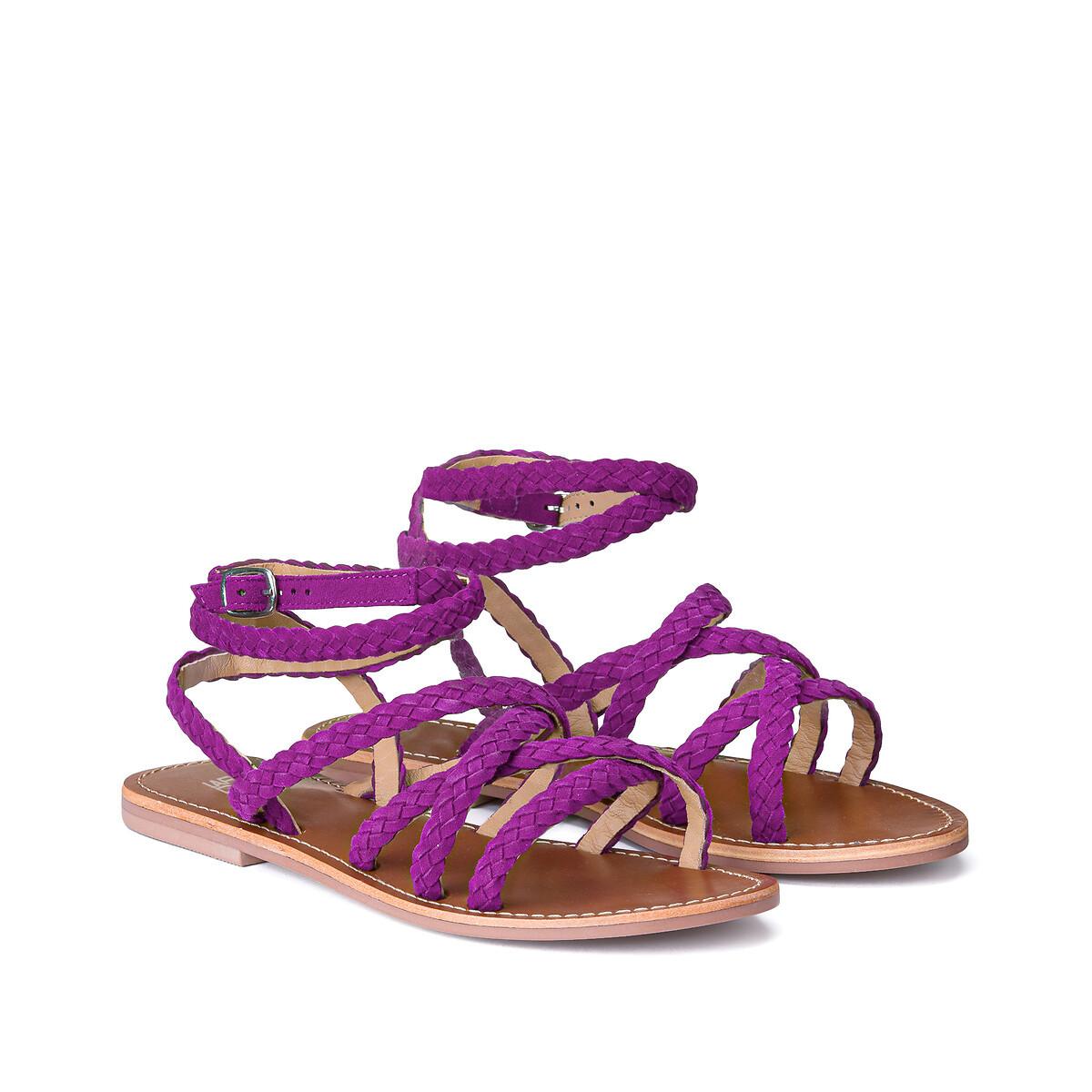 Geflochtene Sandalen Signature Aus Leder Damen Rosa 37 von La Redoute Collections