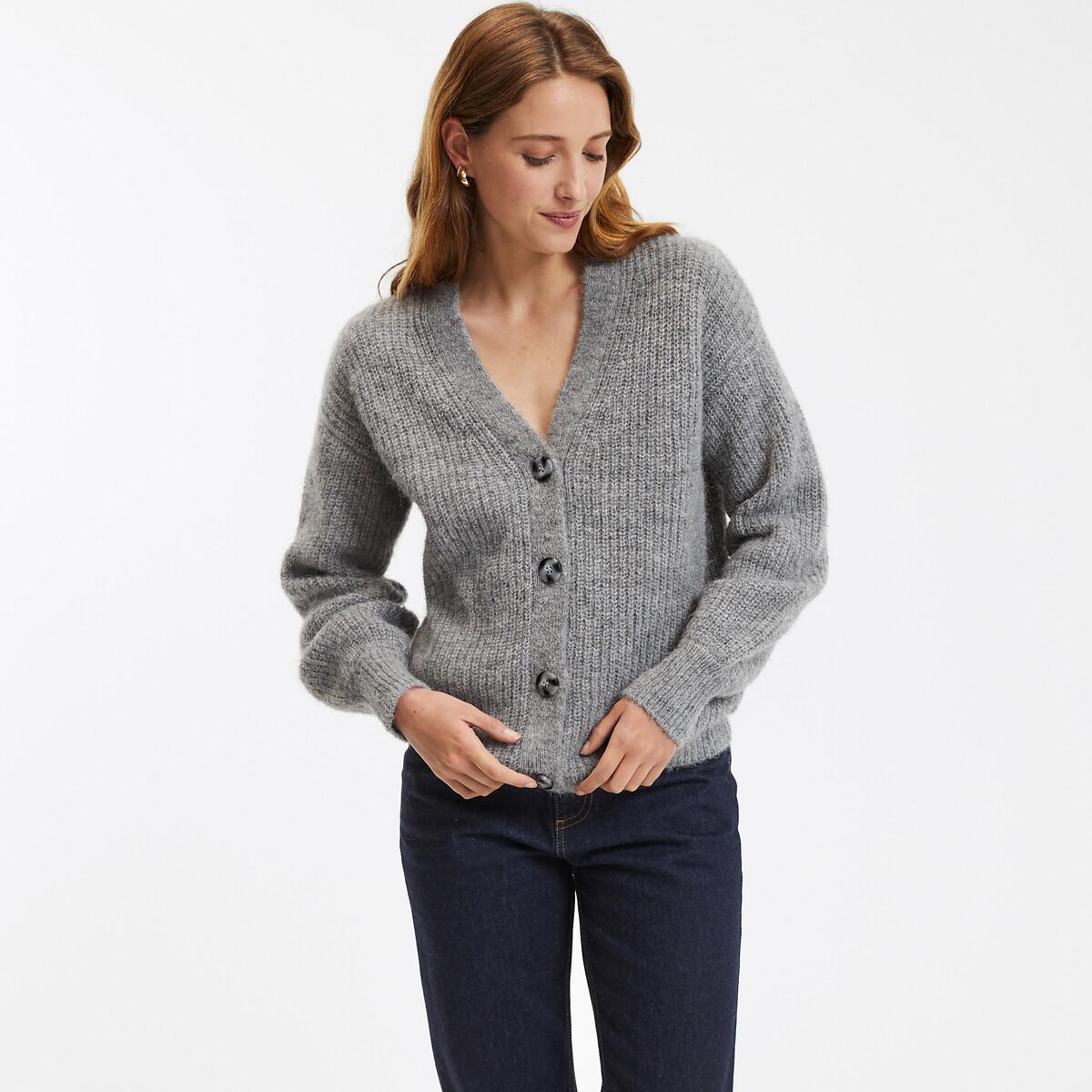 Geknöpfte Strickjacke Mit V-ausschnitt Damen Grau S von La Redoute Collections