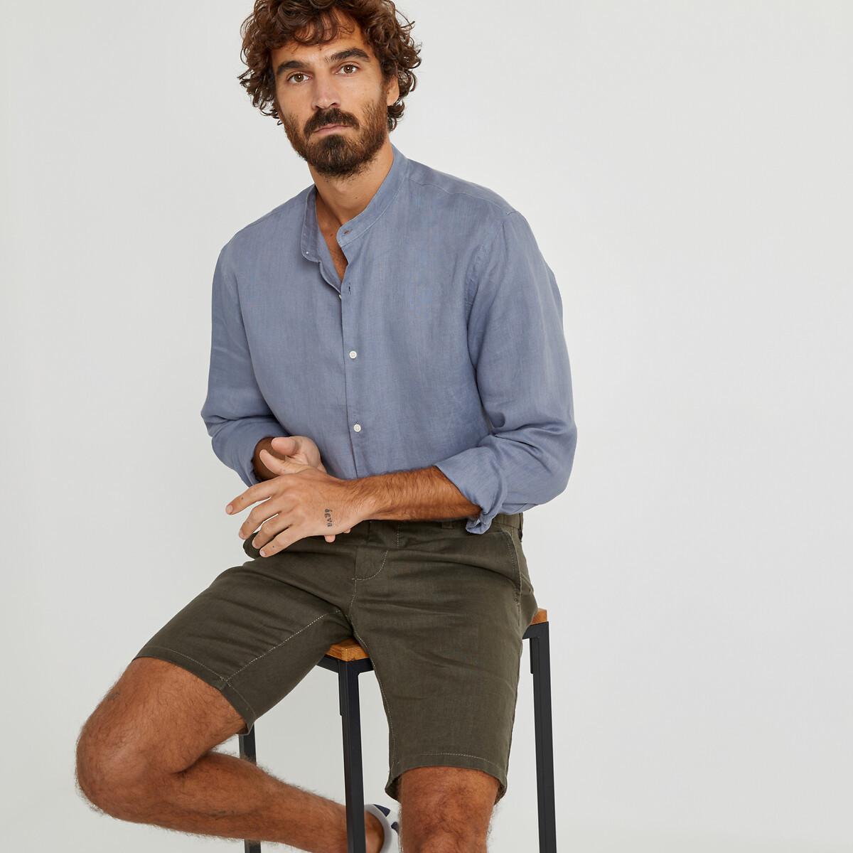 Gerades Leinenhemd Signature Mit Stehkragen Herren Blau L von La Redoute Collections