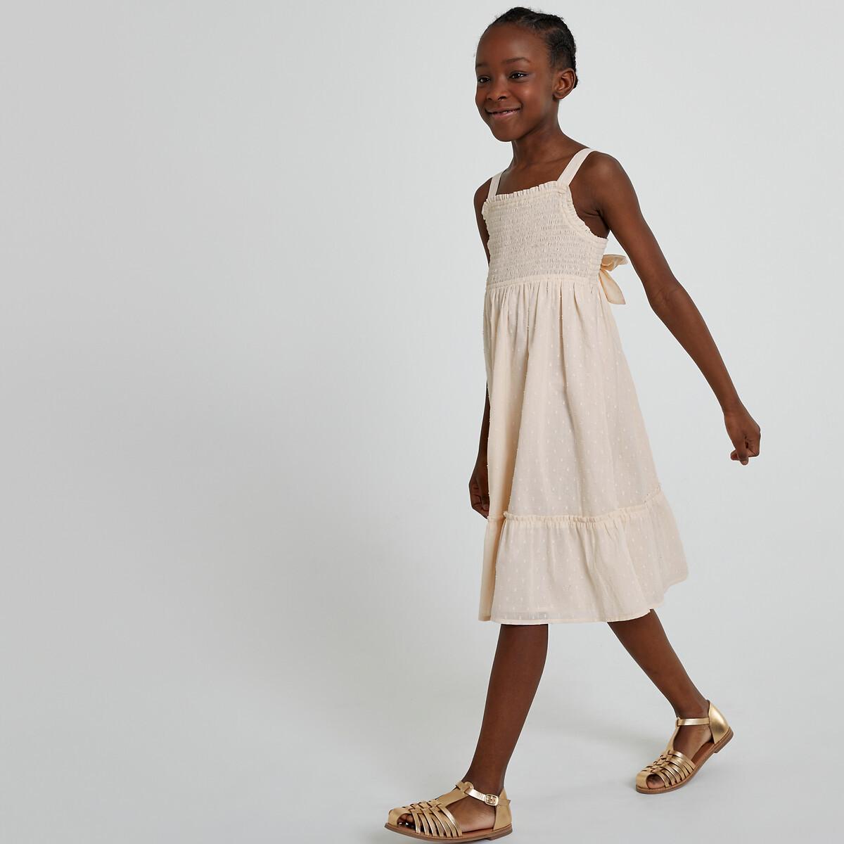 Gesmoktes Festkleid Mit Trägern Mädchen Beige 102 von La Redoute Collections