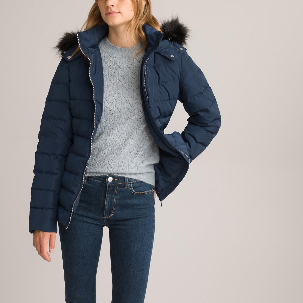 Gesteppte Daunenjacke Mit Kapuze Und Gürtel Damen Blau 40 von La Redoute Collections