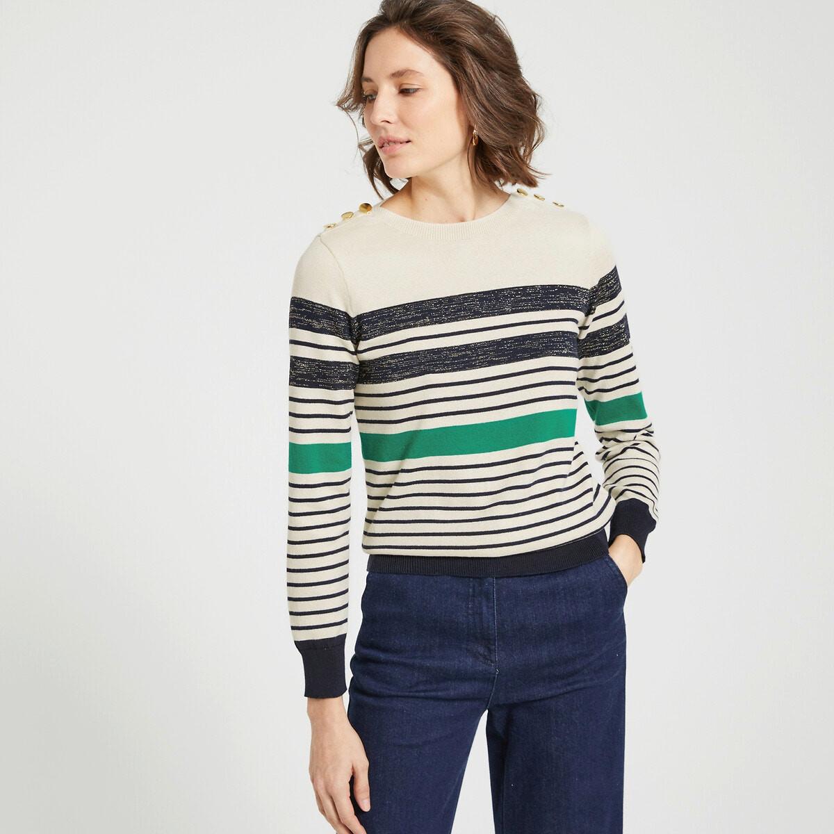 Gestreifter Feinstrickpullover Mit Rundem Ausschnitt Damen  33/34 von La Redoute Collections