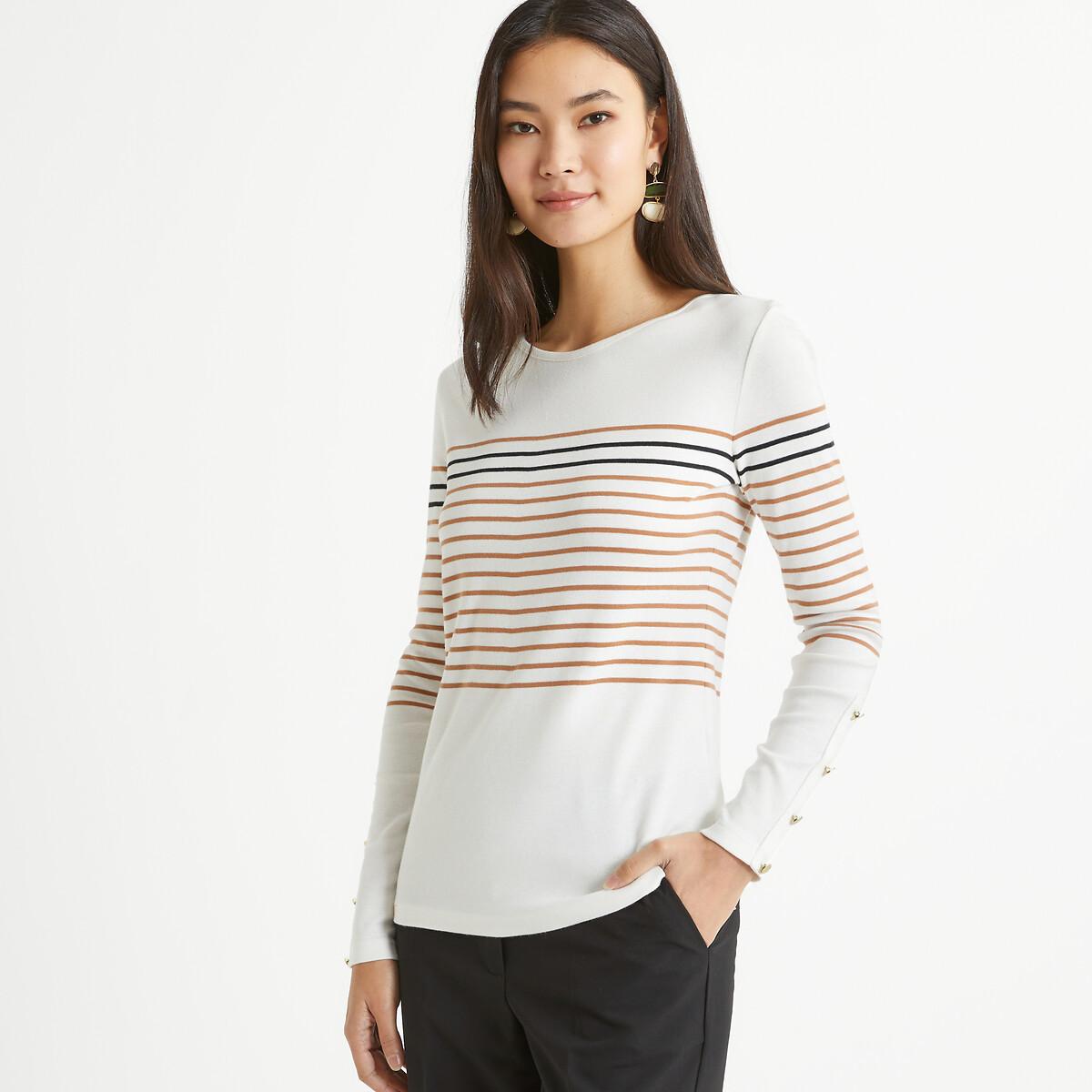 Gestreiftes Rundhals-shirt Mit Langen Ärmeln Damen  42 von La Redoute Collections