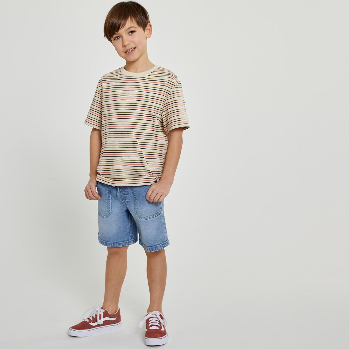 Gestreiftes T-shirt Jungen Weiss Bedruckt 114 von La Redoute Collections