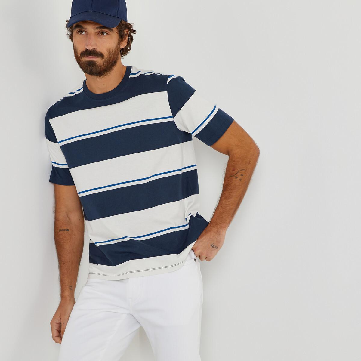 Gestreiftes T-shirt Mit Rundem Ausschnitt Herren Blau L von La Redoute Collections