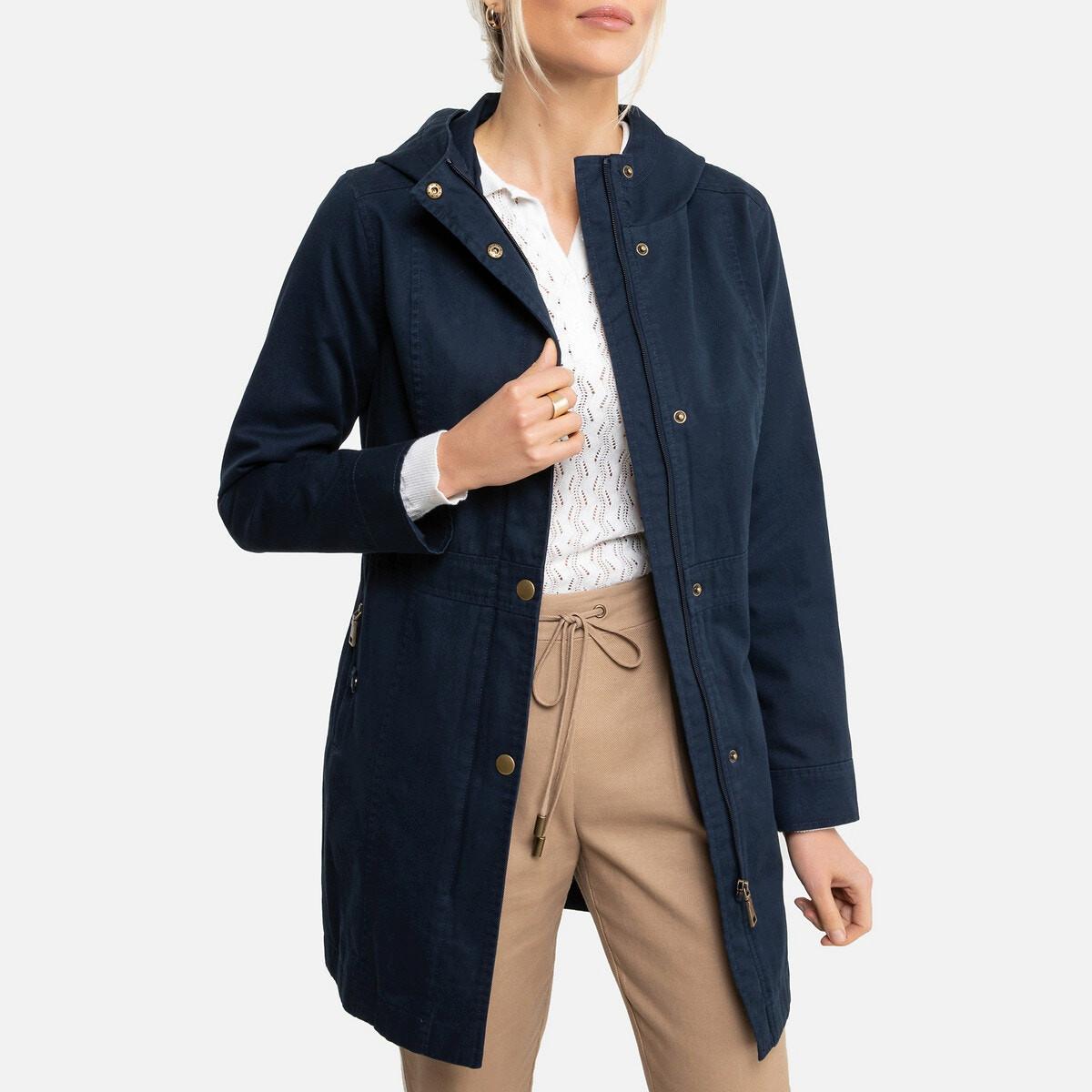 Halblanger Kapuzenparka Für Die Übergangszeit Damen Blau 34 von La Redoute Collections