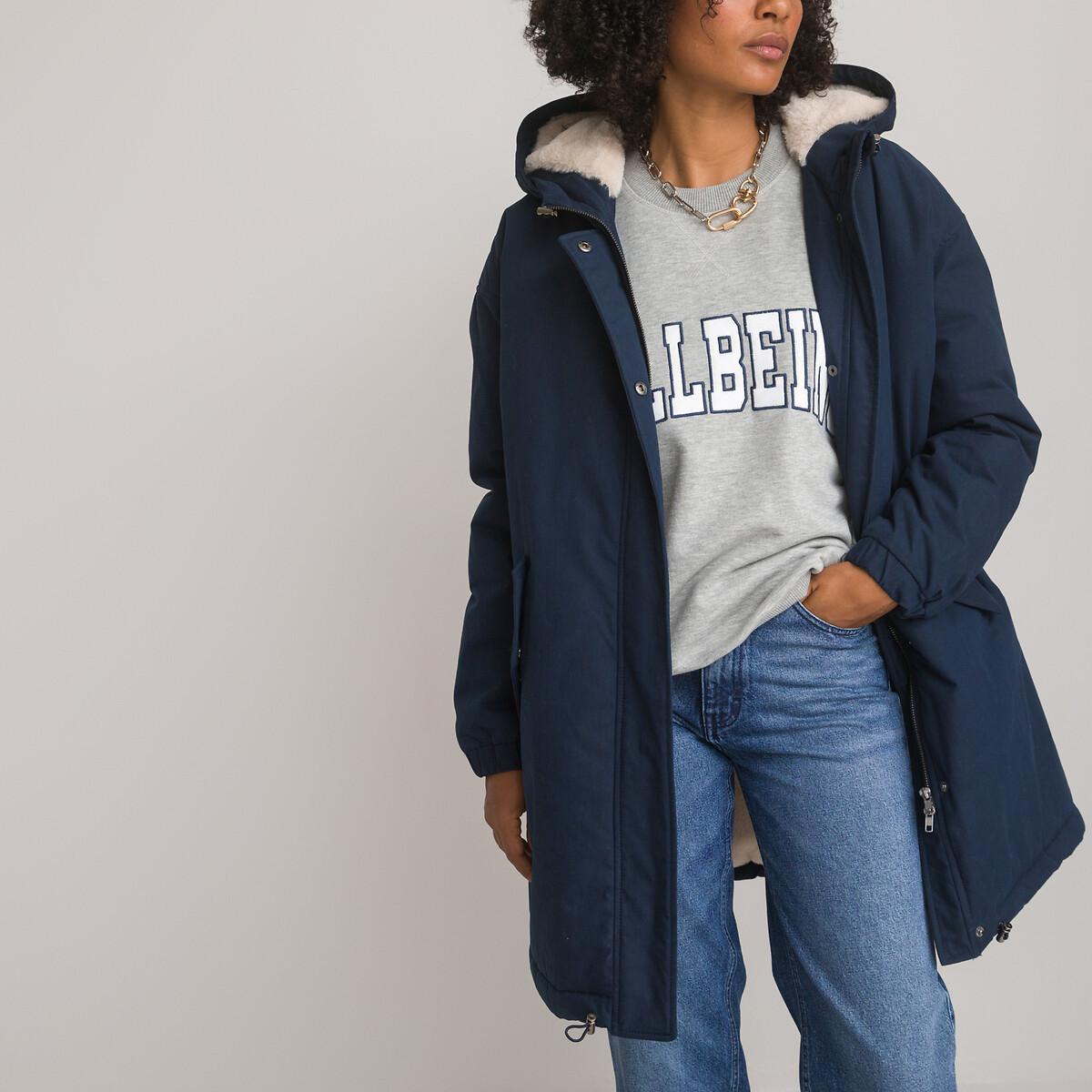 Halblanger Parka Mit Kapuze Damen Blau 34 von La Redoute Collections