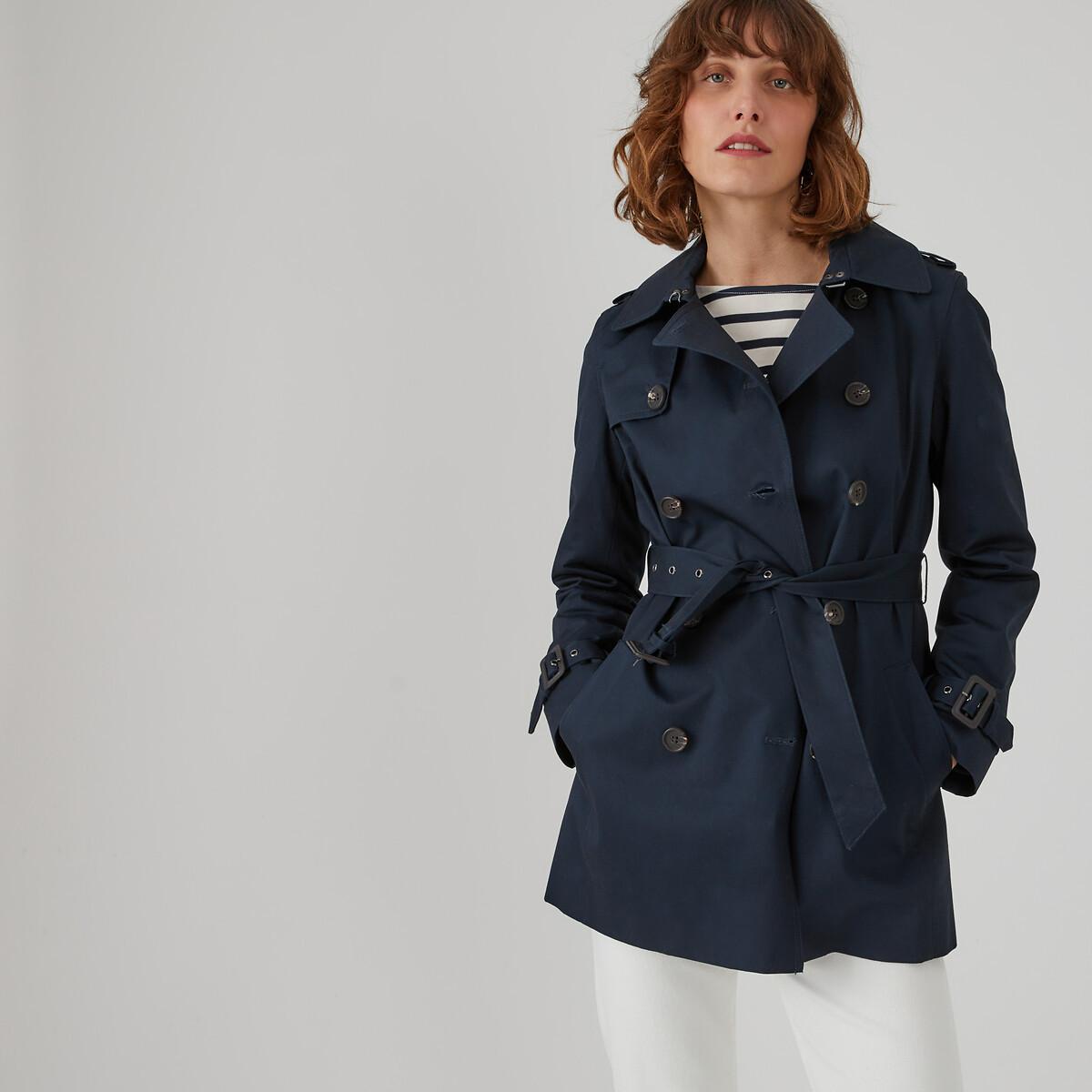 Halblanger Trenchcoat Mit Knopfleiste Damen Blau 32 von La Redoute Collections