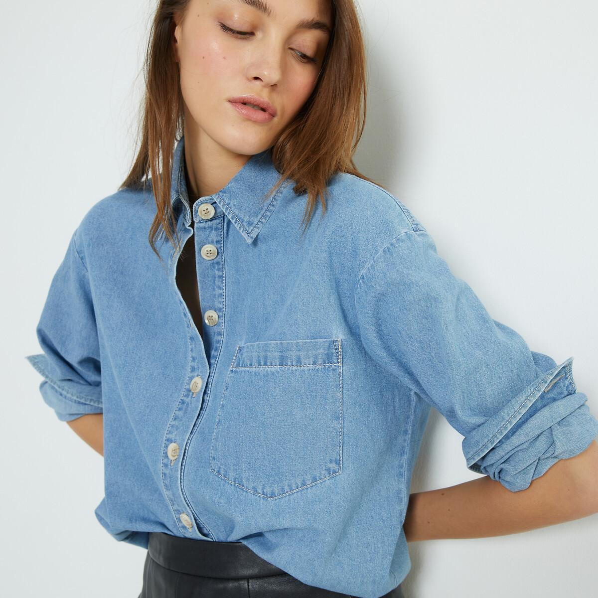 Jeanshemd Mit Langen Ärmeln Damen Blau 32 von La Redoute Collections